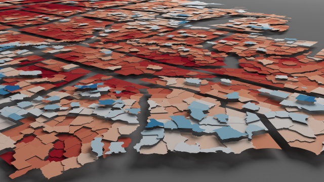 US 2016 Presidential Election Cartogram by State, County, and Party